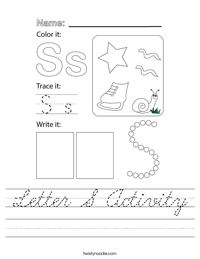 Letter S Activity Worksheet