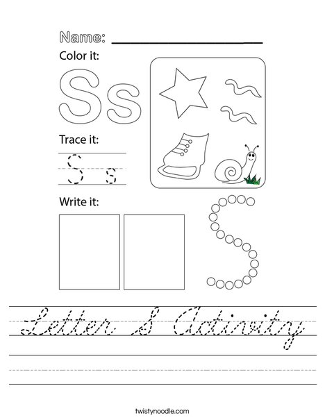 Letter S Activity Worksheet