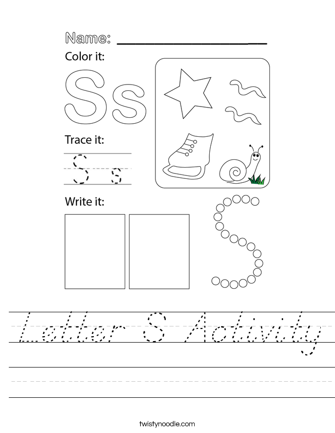 Letter S Activity Worksheet