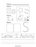 Letter S Activity Handwriting Sheet