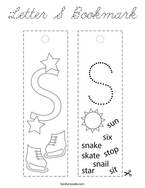 Letter S Bookmark Coloring Page