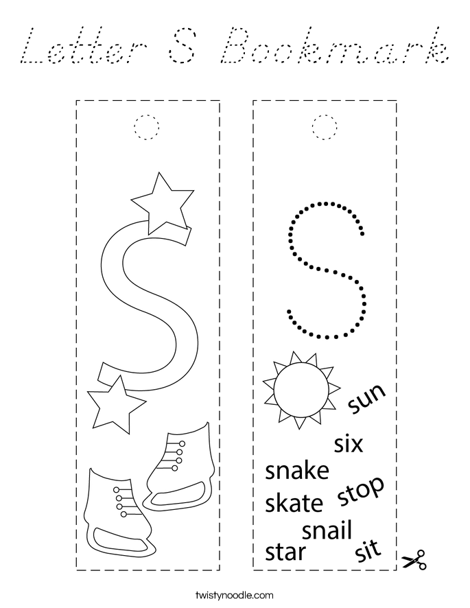 Letter S Bookmark Coloring Page