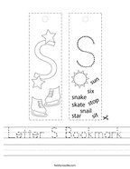 Letter S Bookmark Handwriting Sheet