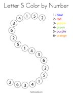 Letter S Color by Number Coloring Page