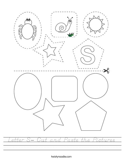 Letter S- Cut and Paste the Pictures Worksheet
