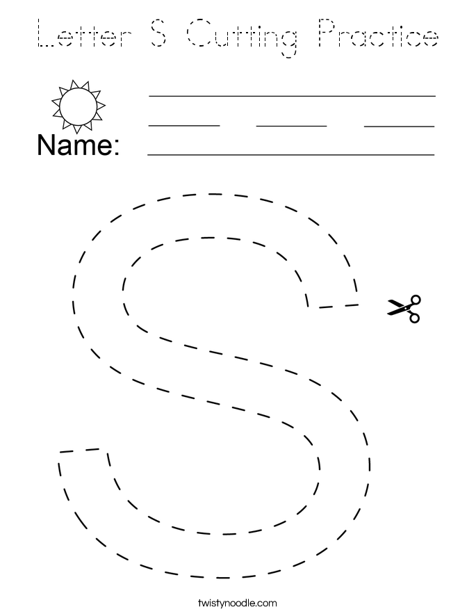 Letter S Cutting Practice Coloring Page