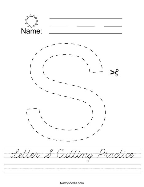 Letter S Cutting Practice Worksheet