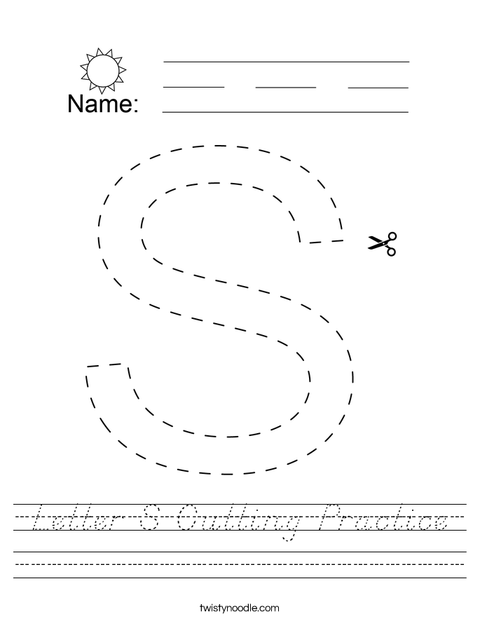 Letter S Cutting Practice Worksheet
