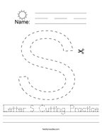 Letter S Cutting Practice Handwriting Sheet