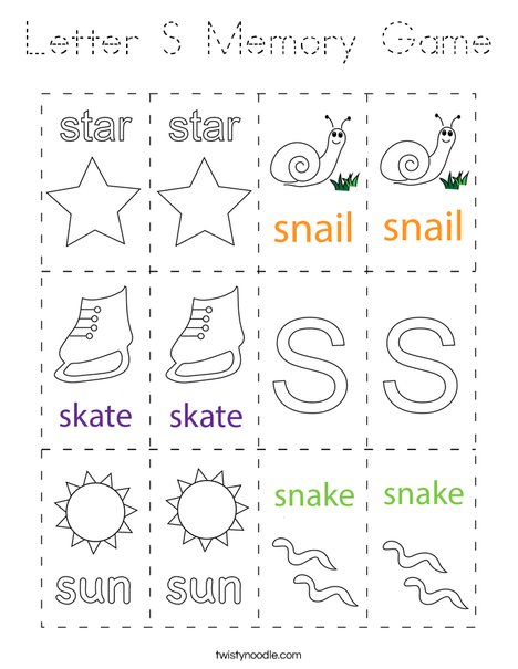 Letter S Memory Game Coloring Page