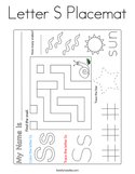 Letter S Placemat Coloring Page