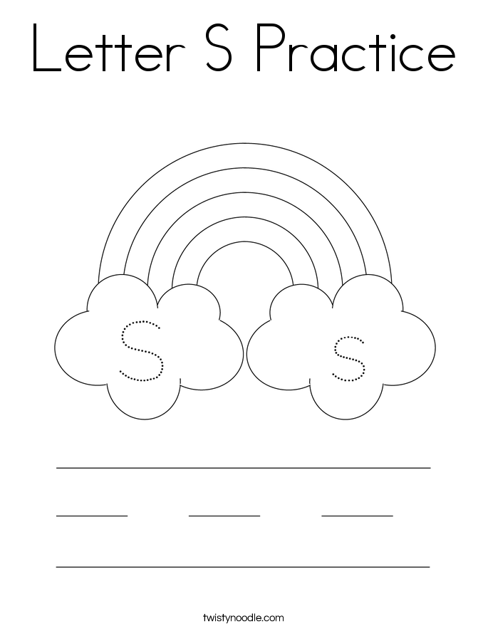 Letter S Practice Coloring Page Twisty Noodle Letter S Practice Coloring Page Twisty Noodle