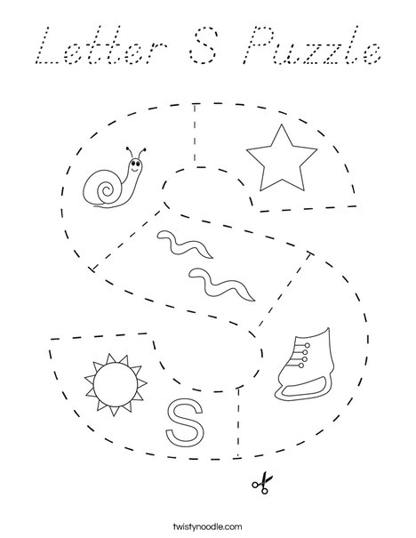Letter S Puzzle Coloring Page