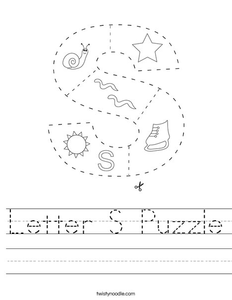 Letter S Puzzle Worksheet - Twisty Noodle