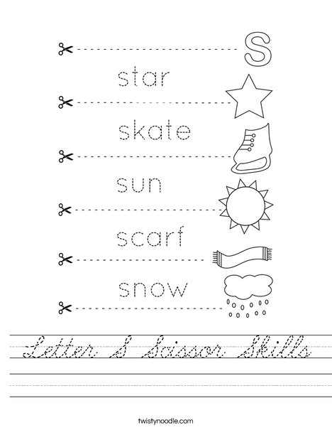 Letter S Scissor Skills Worksheet