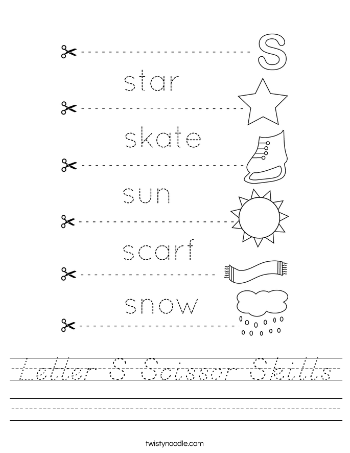 Letter S Scissor Skills Worksheet