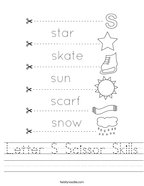 Letter S Scissor Skills Handwriting Sheet