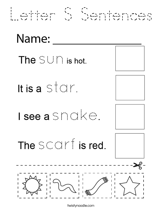 Letter S Sentences Coloring Page
