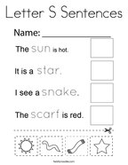 Letter S Sentences Coloring Page