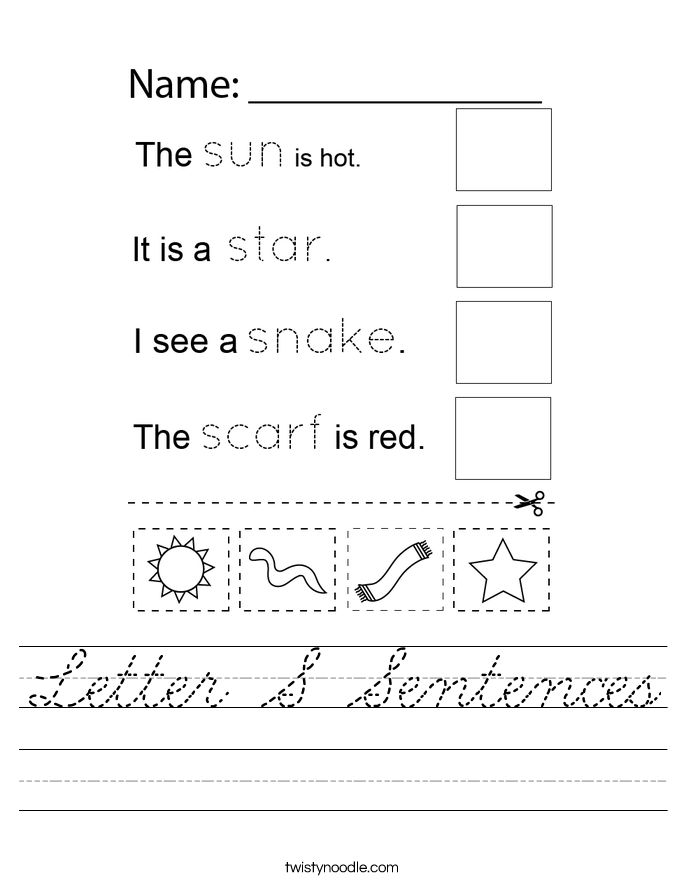 Letter S Sentences Worksheet