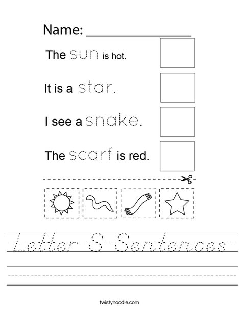 Letter S Sentences Worksheet