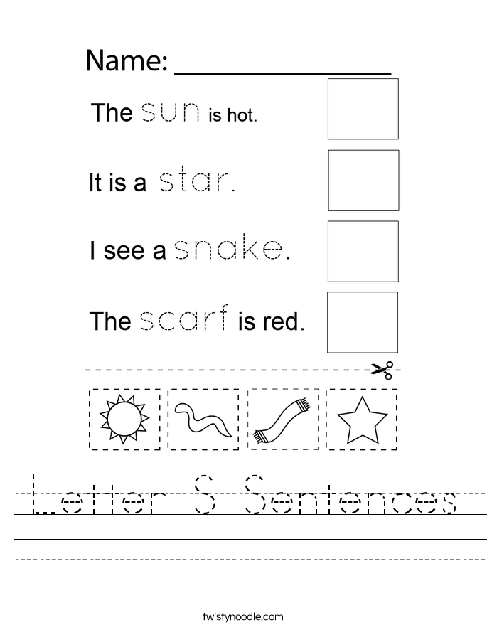 Letter S Sentences Worksheet