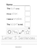 Letter S Sentences Worksheet