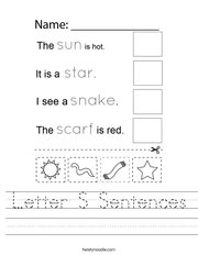 Letter S Sentences Handwriting Sheet