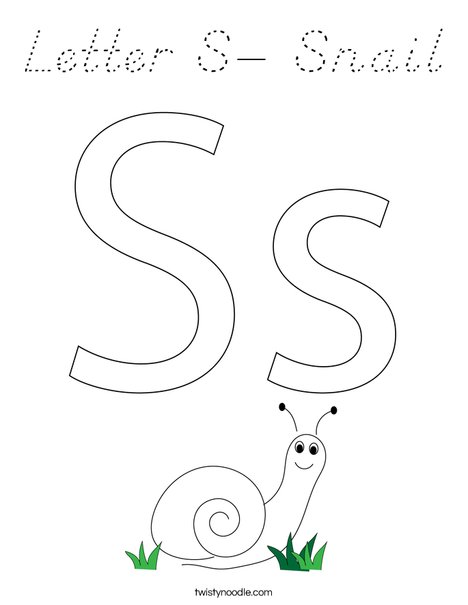 Letter S- Snail Coloring Page