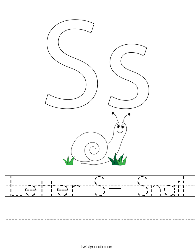 Letter S- Snail Worksheet