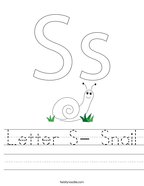 Letter S- Snail Handwriting Sheet