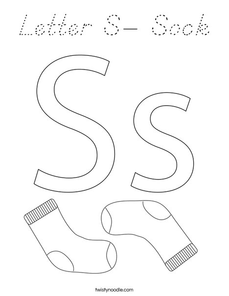 Letter S- Sock Coloring Page