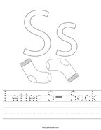 Letter S- Sock Handwriting Sheet