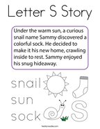 Letter S Story Coloring Page
