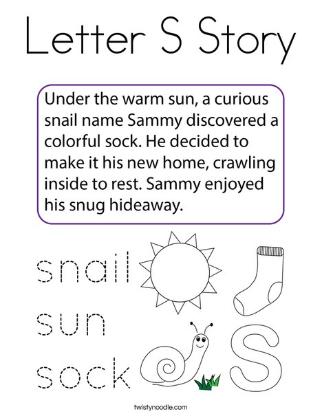 Letter S Story Coloring Page