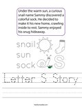 Letter S Story Worksheet