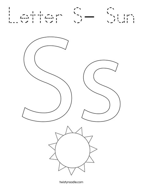 Letter S- Sun Coloring Page