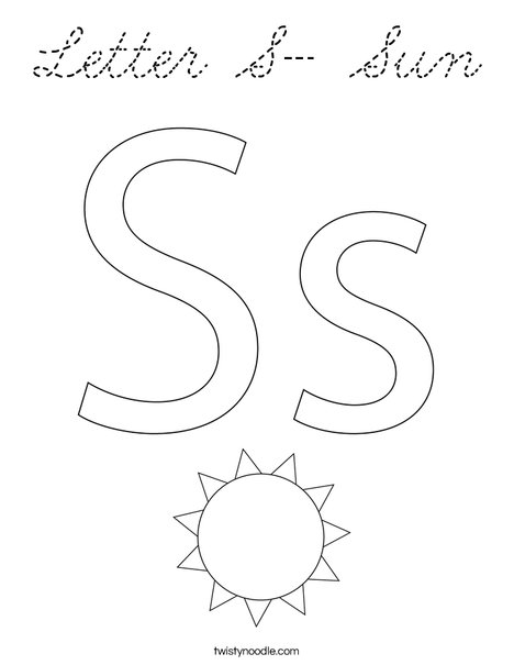 Letter S- Sun Coloring Page