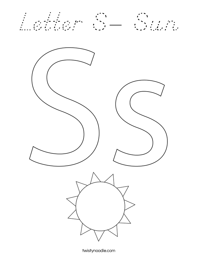 Letter S- Sun Coloring Page