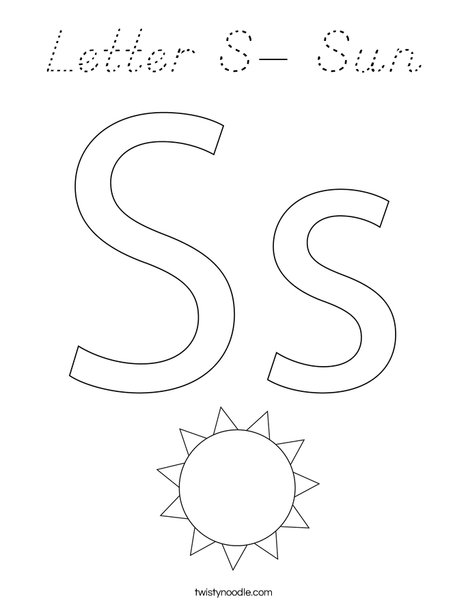 Letter S- Sun Coloring Page