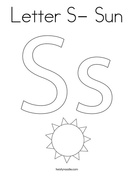 Letter S- Sun Coloring Page