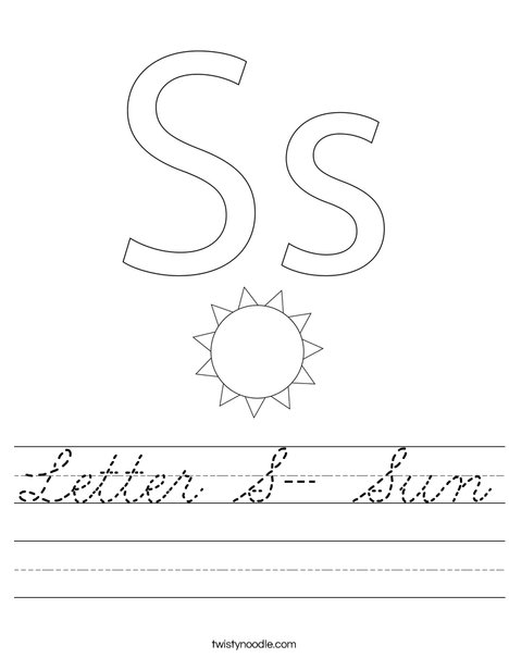 Letter S- Sun Worksheet