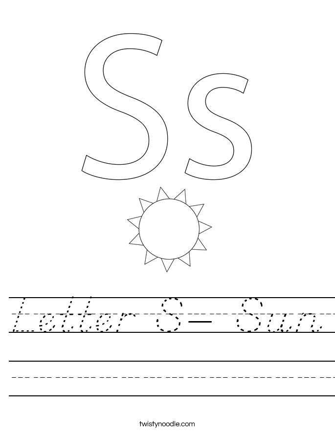 Letter S- Sun Worksheet