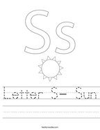 Letter S- Sun Handwriting Sheet