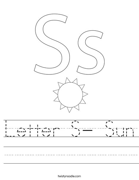 Letter S- Sun Worksheet - Twisty Noodle
