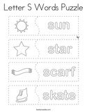 Letter S Words Puzzle Coloring Page