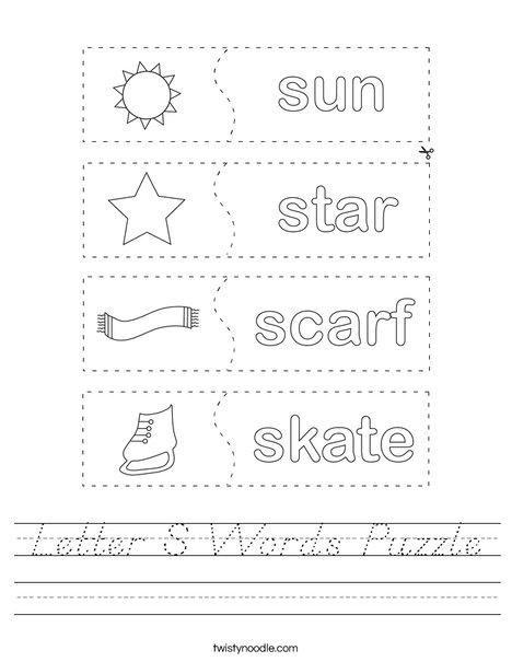 Letter S Words Puzzle Worksheet