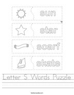 Letter S Words Puzzle Handwriting Sheet
