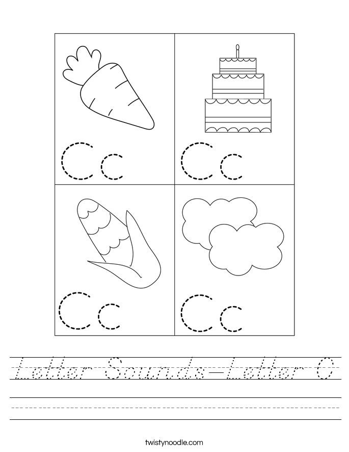 Letter Sounds-Letter C Worksheet - D'Nealian - Twisty Noodle