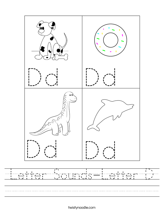 Letter Sounds-Letter D Worksheet - Twisty Noodle